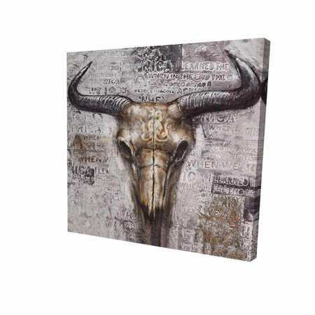 BEGIN HOME DECOR 12 x 12 in. Bull Skull with Typography-Print on Canvas 2080-1212-AN142